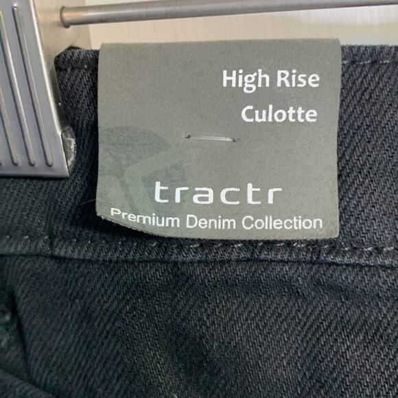 Tractr Black Premium Denim High Rise Wide Leg Button-fly Jeans NEW W-820 Size 6 - Picture 5 of 10